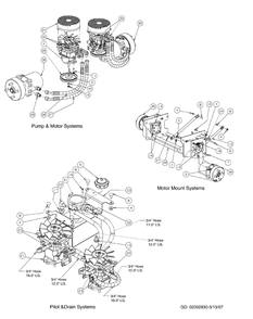 Hydro Hose And Pump Assembly Diagram and Parts List for M72-KW 53AI8CTZ750-37HP-OHV Cub Cadet Lawn Tractor
